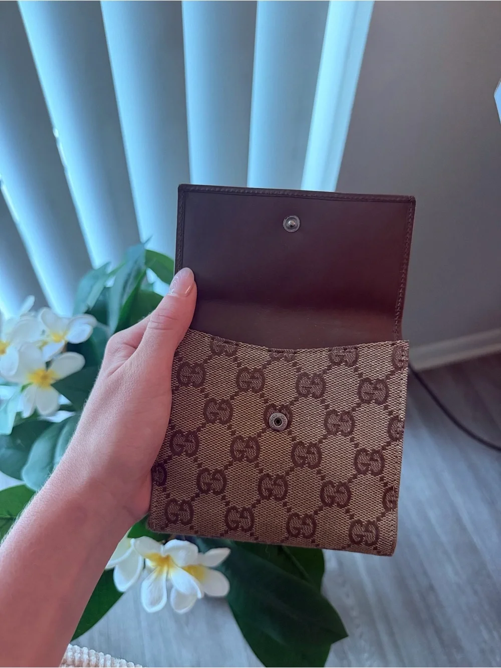 Gucci Brown Monogram Wallet with Silver Hardware